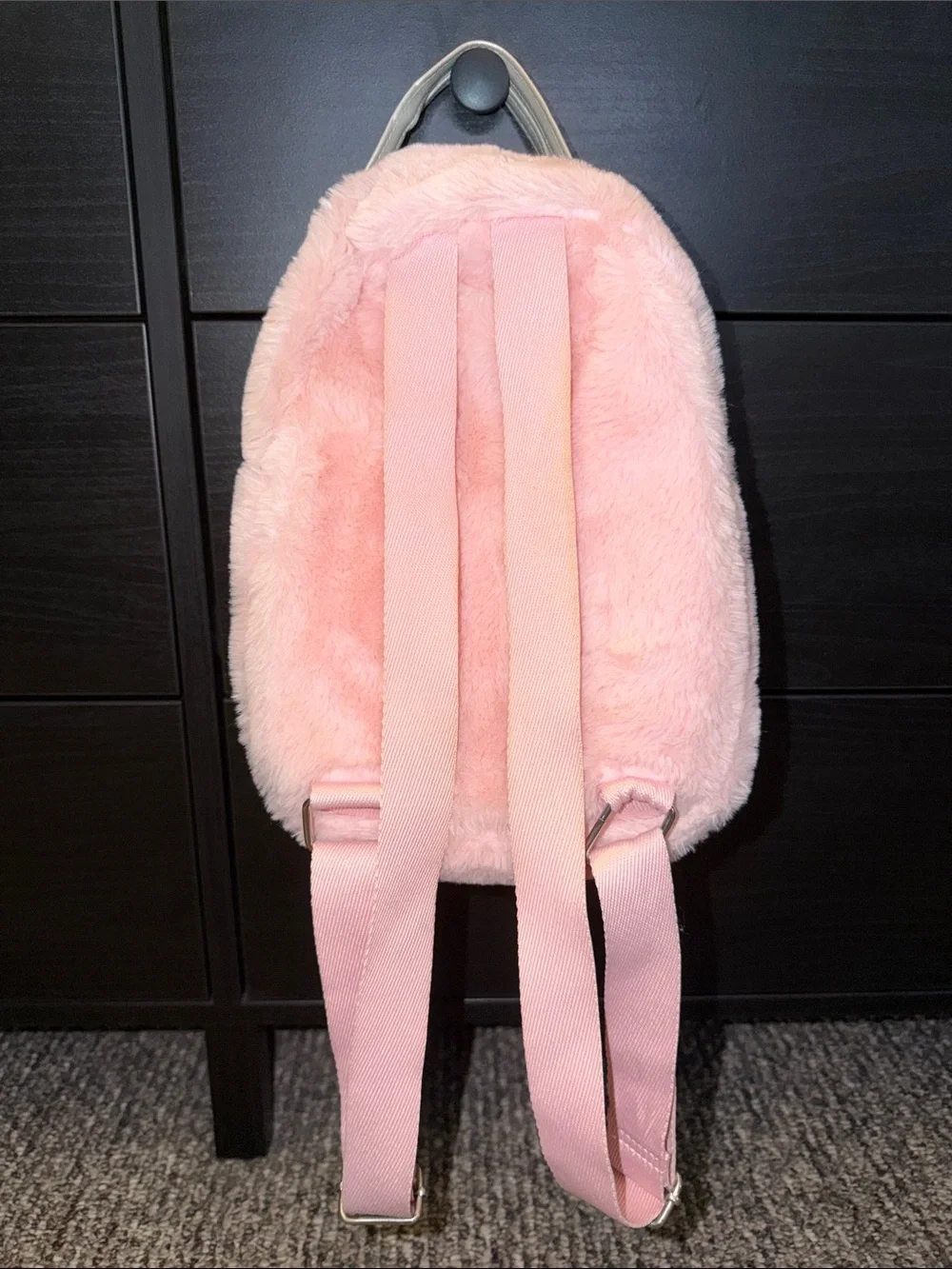Plush Pink Playboy Backpack with Pom Keychain
